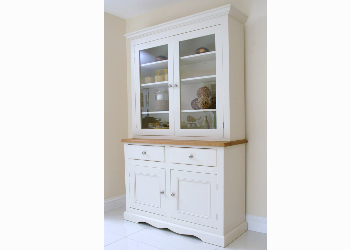 Andrena Cotswold 4 Foot Wide Glazed Dresser Top 2 Midfurn