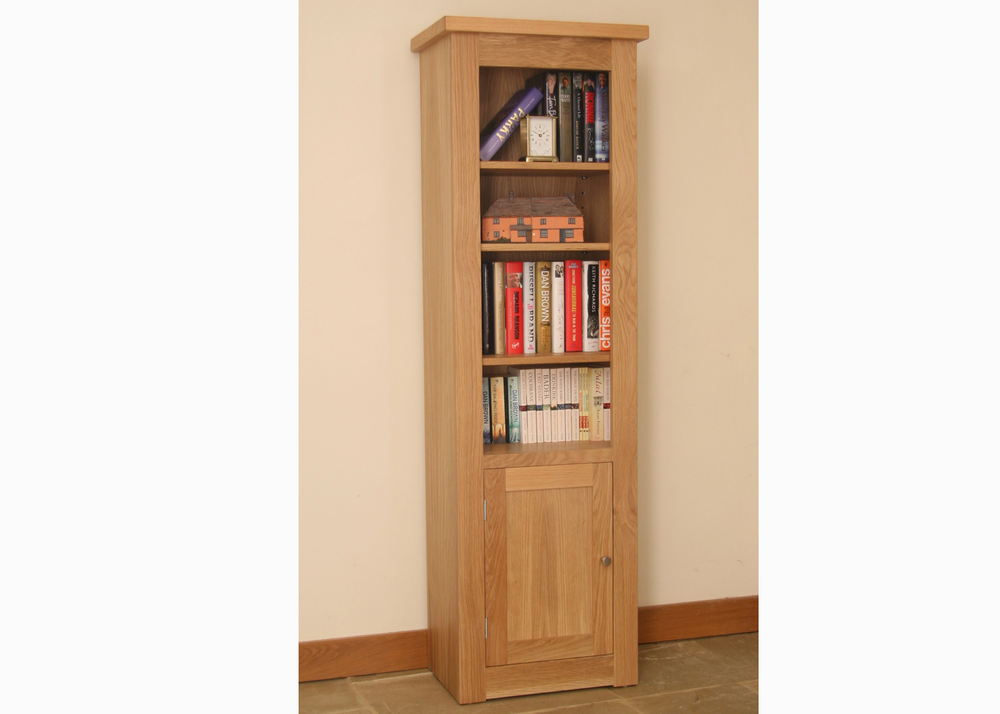 Andrena Elements Narrow Bookcase With, Slim Bookcase With Doors