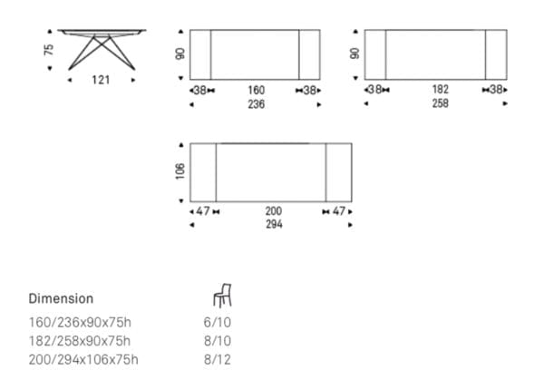 Cattelan Italia Premier Drive Table Dims